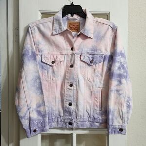 Levi’s Ex-Boyfriend Trucker Denim Jacket Pink & Purple Tie Dye Medium Retro